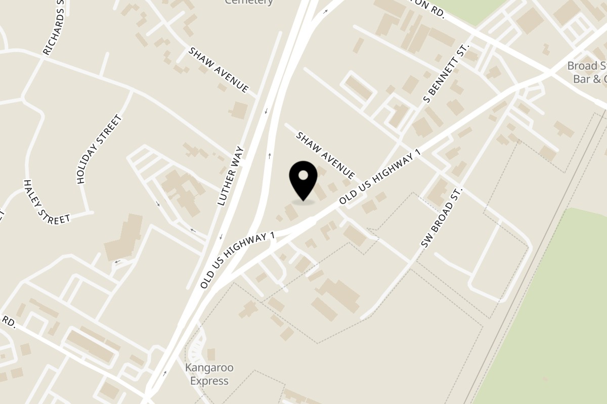 Map showing the location of La Poblanita Mexican Restaurant on 1150 Old US Hwy 1 in Southern Pines